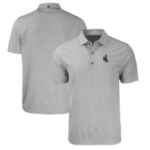 Men's Cutter & Buck  Heather Gray Wyoming Cowboys Big & Tall Forge Eco Heather Stripe Stretch Recycled Polo