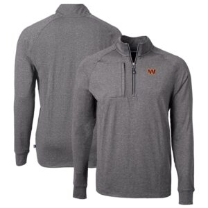 Men's Cutter & Buck  Heather Black Washington Commanders  Big & Tall Adapt Eco Knit Quarter-Zip Pullover Top