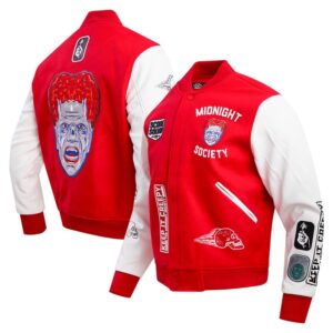 Men's Freeze Max Red Are You Afraid of the Dark? Scare Squad Monster Full-Zip Varsity Jacket