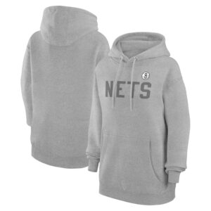 Women's G-III 4Her by Carl Banks  Heather Gray Brooklyn Nets Dot Print Pullover Hoodie