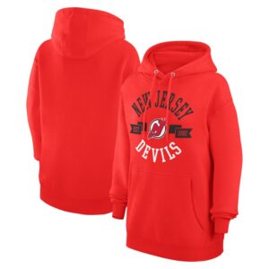 Women's G-III 4Her by Carl Banks Red New Jersey Devils City Graphic Fleece Pullover Hoodie