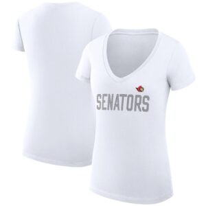 Women's G-III 4Her by Carl Banks White Ottawa Senators Dot Print Team V-Neck Fitted T-Shirt