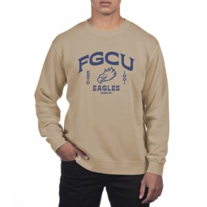Men's Uscape Apparel Cream Florida Gulf Coast Eagles Pigment Dyed Fleece Crew Neck Sweatshirt