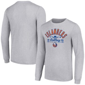 Men's Starter  Heather Gray New York Islanders Puck Long Sleeve T-Shirt