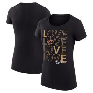 Women's G-III 4Her by Carl Banks Black Cleveland Cavaliers Basketball Love Fitted T-Shirt