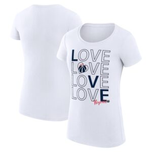 Women's G-III 4Her by Carl Banks White Washington Wizards Basketball Love Fitted T-Shirt