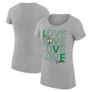 Women's G-III 4Her by Carl Banks Heather Gray Boston Celtics Basketball Love Fitted T-Shirt