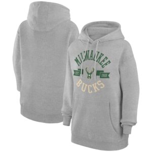Women's G-III 4Her by Carl Banks  Heather Gray Milwaukee Bucks City Pullover Hoodie