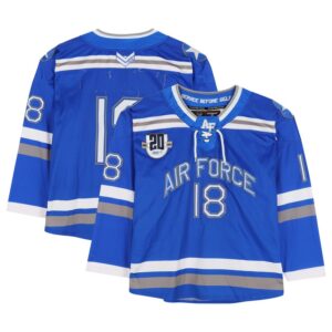 Air Force Falcons Team-Issued #18 Blue Jersey with 20th Anniversary Patch from the Hockey Program