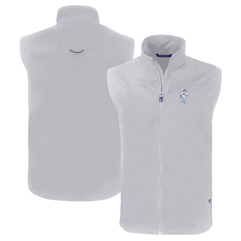 Men's Cutter & Buck Gray Houston Oilers Throwback Charter Eco Recycled Full-Zip Vest