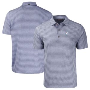 Men's Cutter & Buck Heather Navy Houston Oilers Throwback Forge Eco Heather Stripe Stretch Recycled Polo