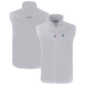 Men's Cutter & Buck  Gray Los Angeles Chargers Throwback Big & Tall Charter Eco Full-Zip Vest