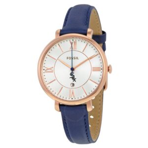 Women's Fossil Gold/Navy Chicago White Sox Jacqueline Leather Watch