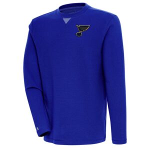 Men's Antigua  Blue St. Louis Blues Flier Bunker Tri-Blend Pullover Sweatshirt