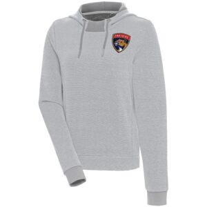 Women's Antigua  Gray Florida Panthers Axe Bunker Tri-Blend Pullover Hoodie