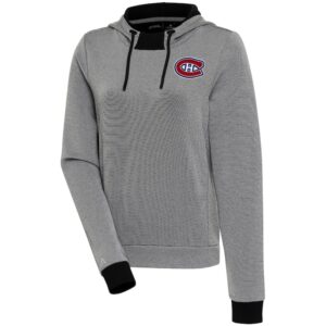 Women's Antigua  Black Montreal Canadiens Axe Bunker Tri-Blend Pullover Hoodie