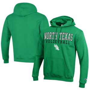 Men's Champion  Kelly Green North Texas Mean Green Stacked Logo Volleyball Eco Powerblend Pullover Hoodie