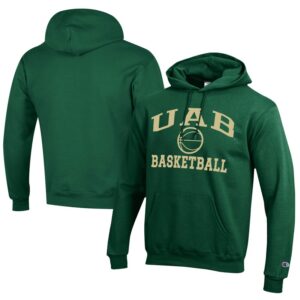 Men's Champion  Green UAB Blazers Icon Logo Basketball Eco Powerblend Pullover Hoodie