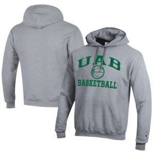 Men's Champion  Gray UAB Blazers Icon Logo Basketball Eco Powerblend Pullover Hoodie