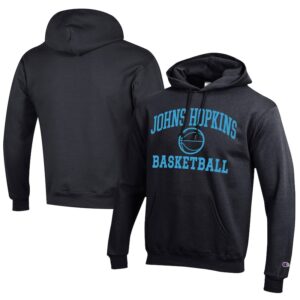 Men's Champion  Black Johns Hopkins Blue Jays Icon Logo Basketball Eco Powerblend Pullover Hoodie