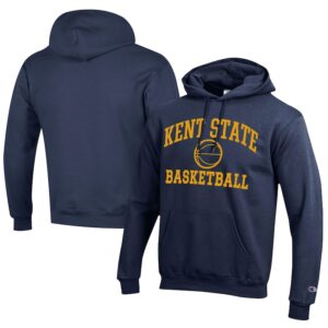 Men's Champion  Navy Kent State Golden Flashes Icon Logo Basketball Eco Powerblend Pullover Hoodie