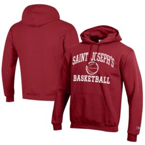 Men's Champion  Cardinal Saint Joseph's Hawks Icon Logo Basketball Eco Powerblend Pullover Hoodie