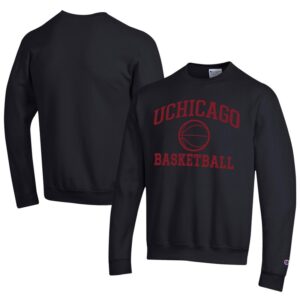 Men's Champion  Black UChicago Maroons Icon Logo Basketball Eco Powerblend Pullover Sweatshirt