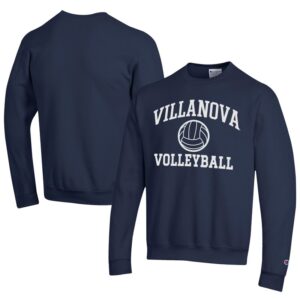 Men's Champion  Navy Villanova Wildcats Icon Logo Volleyball Eco Powerblend Pullover Sweatshirt