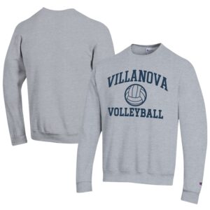 Men's Champion  Gray Villanova Wildcats Icon Logo Volleyball Eco Powerblend Pullover Sweatshirt