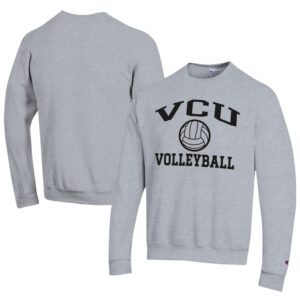 Men's Champion  Gray VCU Rams Icon Logo Volleyball Eco Powerblend Pullover Sweatshirt