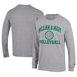 Men's Champion  Gray William & Mary Tribe Stacked Logo Volleyball Jersey Long Sleeve T-Shirt