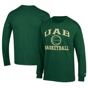 Men's Champion  Green UAB Blazers Icon Logo Basketball Jersey Long Sleeve T-Shirt