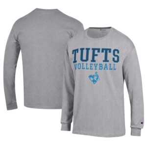 Men's Champion  Gray Tufts University Jumbos Stacked Logo Volleyball Jersey Long Sleeve T-Shirt