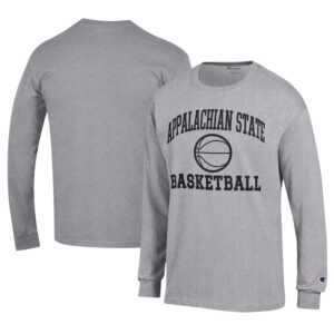 Men's Champion  Gray Appalachian State Mountaineers Icon Logo Basketball Jersey Long Sleeve T-Shirt