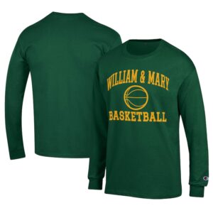 Men's Champion  Green William & Mary Tribe Icon Logo Basketball Jersey Long Sleeve T-Shirt