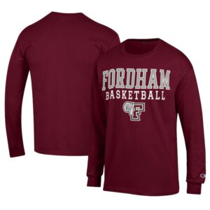 Men's Champion  Maroon Fordham Rams Icon Logo Basketball Jersey Long Sleeve T-Shirt