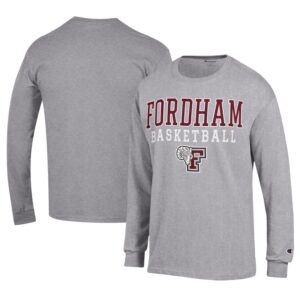 Men's Champion  Gray Fordham Rams Icon Logo Basketball Jersey Long Sleeve T-Shirt
