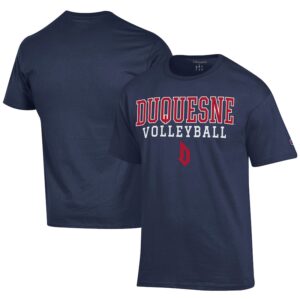Men's Champion  Navy Duquesne Dukes Icon Logo Volleyball Jersey T-Shirt
