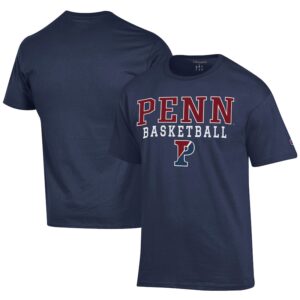 Men's Champion  Navy Pennsylvania Quakers Icon Logo Basketball Jersey T-Shirt