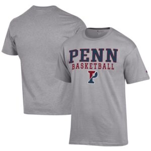 Men's Champion  Gray Pennsylvania Quakers Icon Logo Basketball Jersey T-Shirt