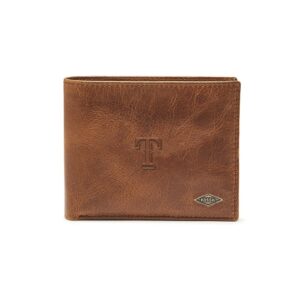 Fossil Brown Texas Rangers Ryan RFID Passcase Wallet