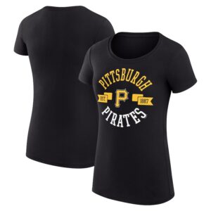 Women's G-III 4Her by Carl Banks Black Pittsburgh Pirates City Graphic Fitted T-Shirt