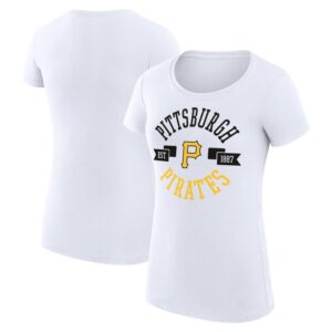 Women's G-III 4Her by Carl Banks White Pittsburgh Pirates City Graphic Fitted T-Shirt