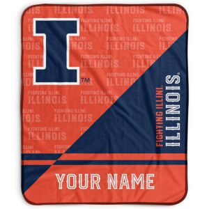 Pegasus Illinois Fighting Illini 50" x 60" Split Wordmark Personalized Fleece Blanket