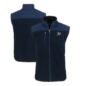 Men's Cutter & Buck Navy Athletics Stars & Stripes Cascade Eco Sherpa Fleece Full-Zip Vest