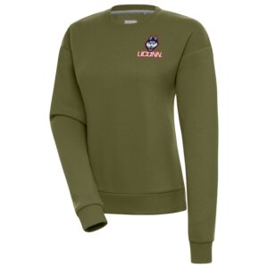 Women's Antigua  Olive UConn Huskies Victory Pullover Sweatshirt