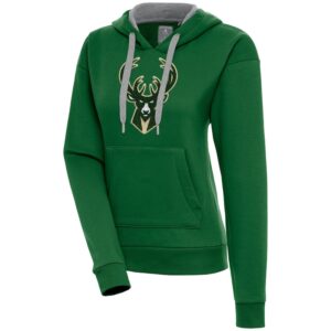 Women's Antigua  Hunter Green Milwaukee Bucks Victory Pullover Hoodie
