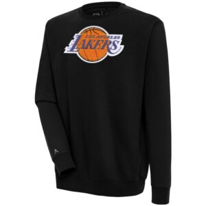 Men's Antigua  Black Los Angeles Lakers Victory Crewneck Pullover Sweatshirt