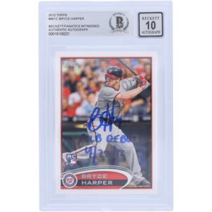 Bryce Harper Washington Nationals Autographed 2012 Topps Series 2 Hitting #661 Beckett Fanatics Witnessed Authenticated 10 Rookie Card with "MLB Debut 4/28/12" Inscription