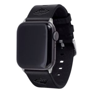 Black Minnesota Wild Leather Apple Watch Band